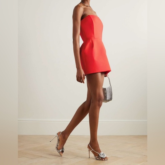 Magda Butrym Corset Mini Dress strapless structured Red Babydoll size 38 FR US 6 - Picture 2 of 11